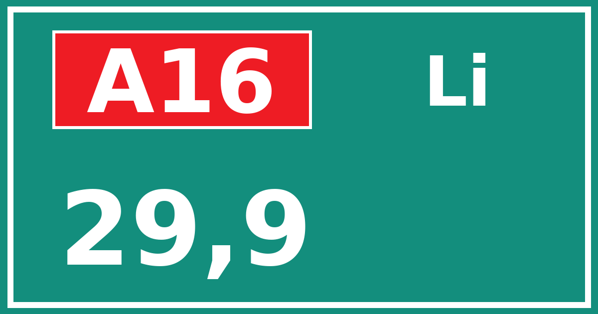 Hectometerbord A16 29,9 zijde Li