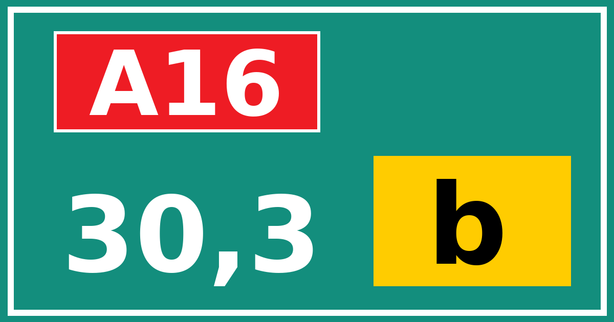 Hectometerbord A16 30,3 letter b