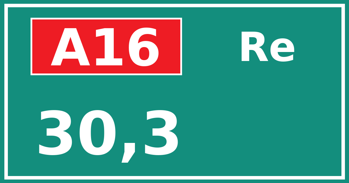 Hectometerbord A16 30,3 zijde Re