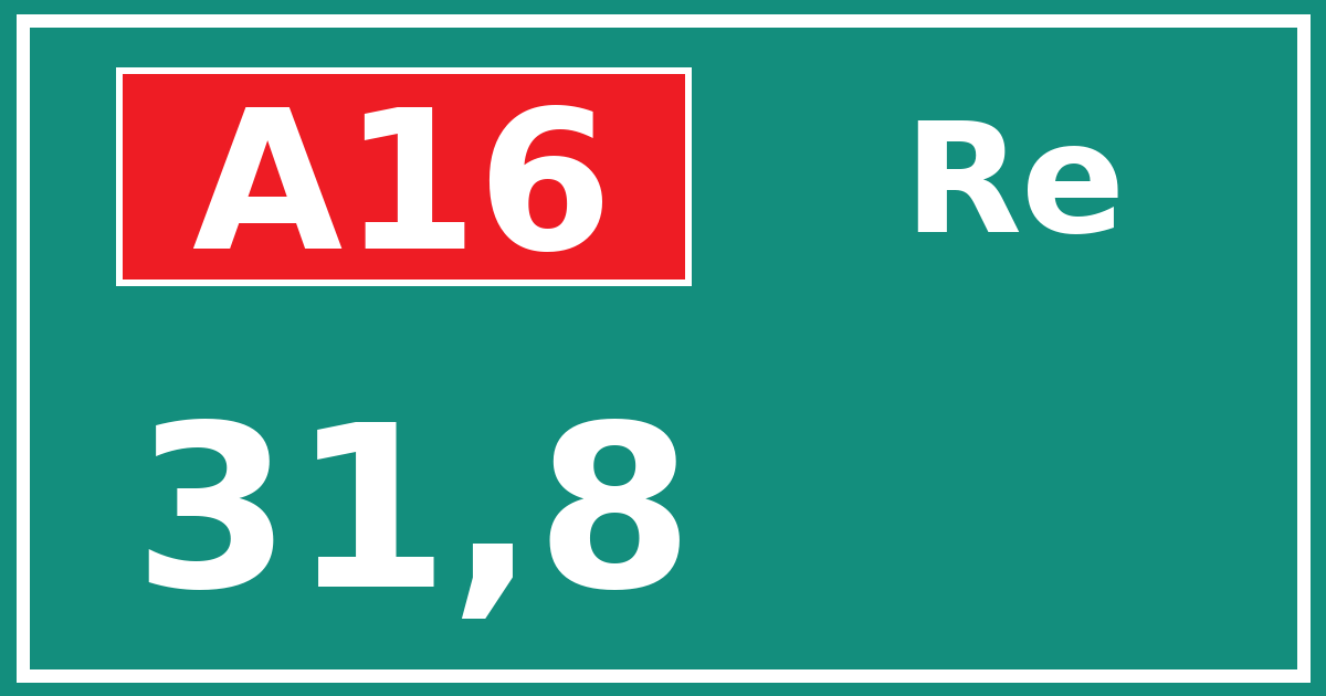 Hectometerbord A16 31,8 zijde Re