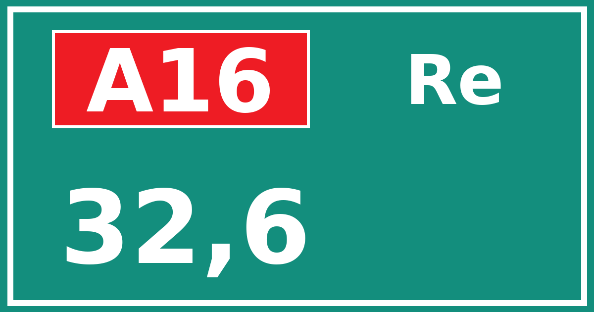 Hectometerbord A16 32,6 zijde Re