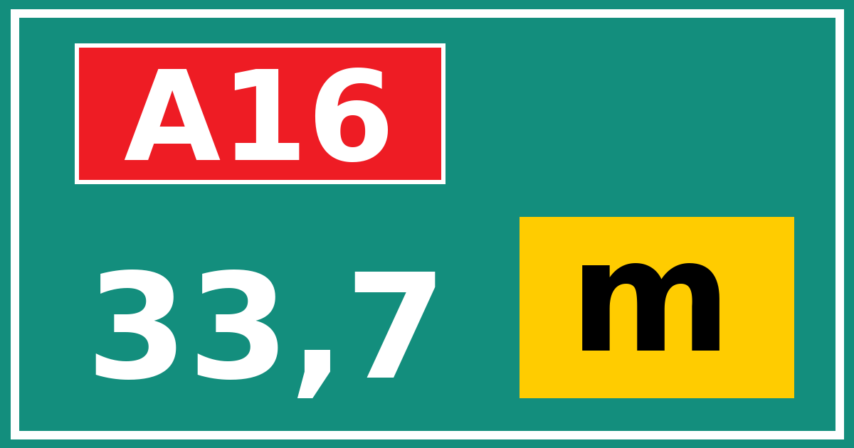 Hectometerbord A16 33,7 letter m