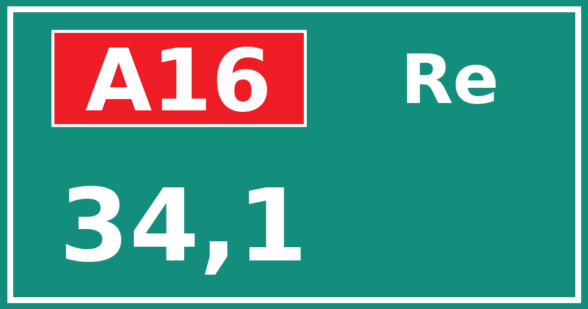 Hectometerbord A16 34,1 zijde Re