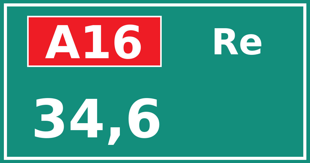 Hectometerbord A16 34,6 zijde Re