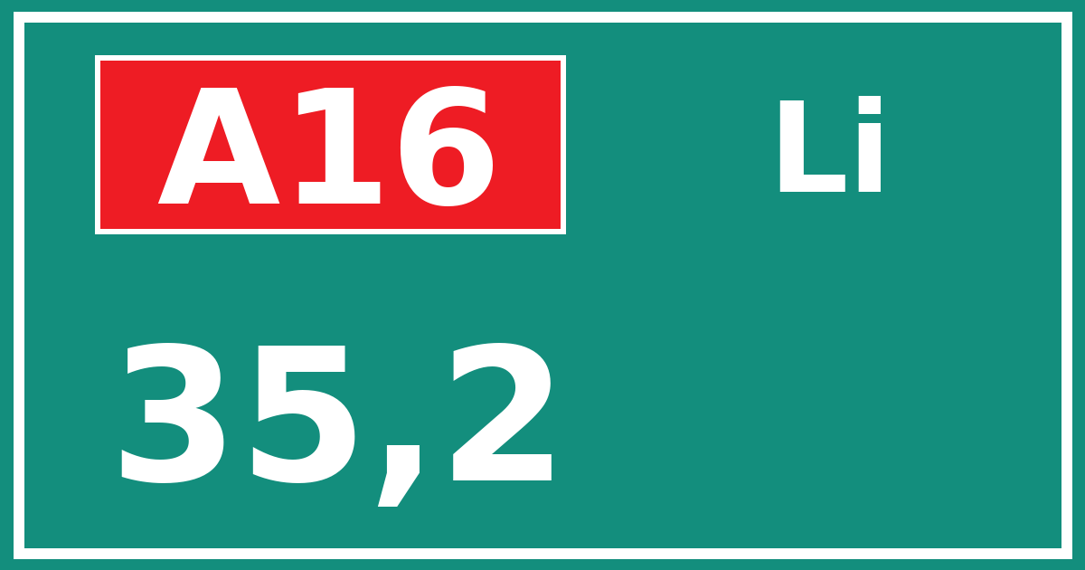Hectometerbord A16 35,2 zijde Li