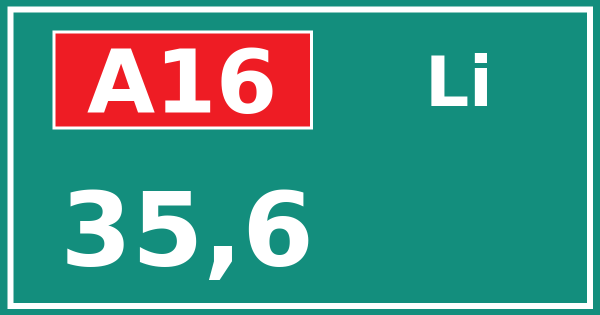 Hectometerbord A16 35,6 zijde Li