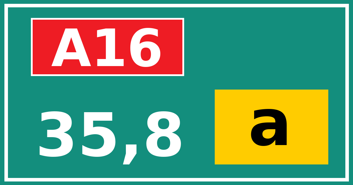 Hectometerbord A16 35,8 letter a