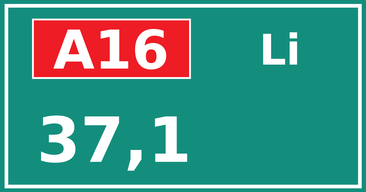 Hectometerbord A16 37,1 zijde Li