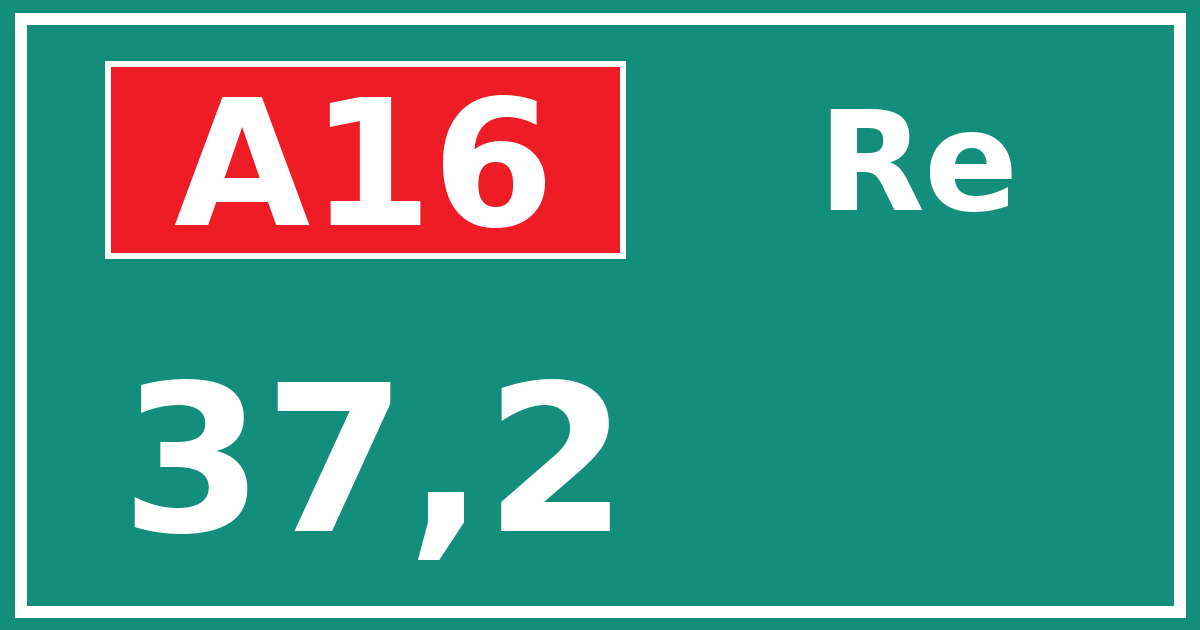 Hectometerbord A16 37,2 zijde Re