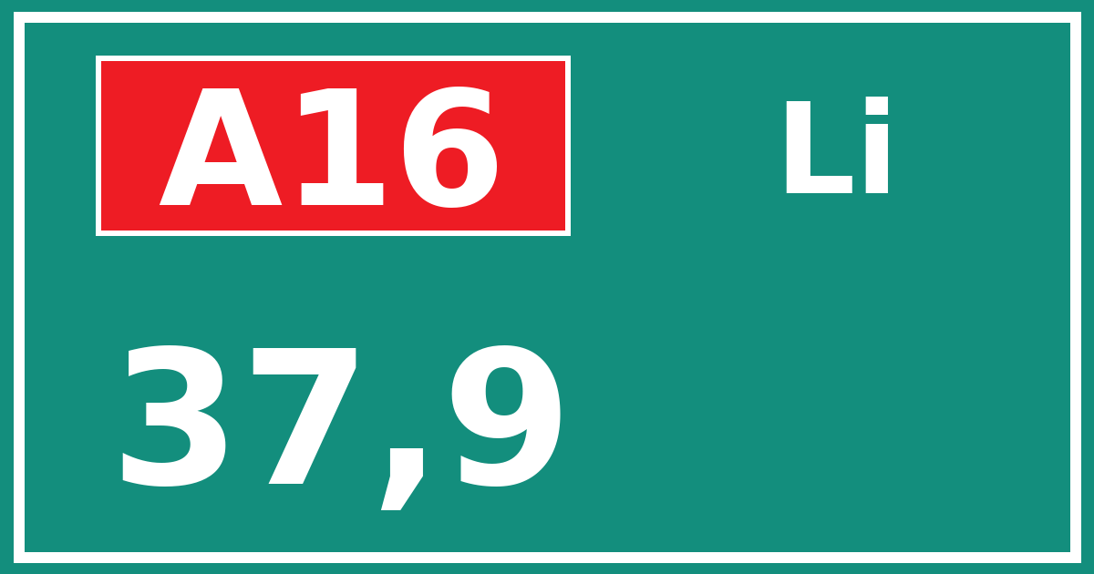 Hectometerbord A16 37,9 zijde Li