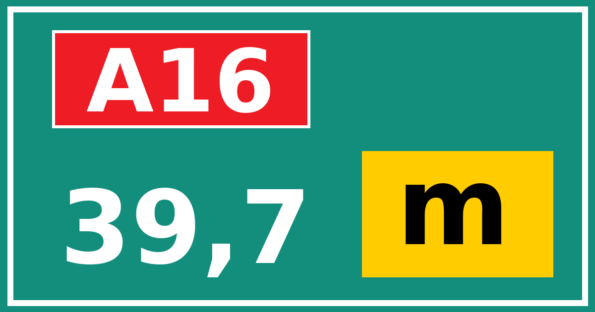 Hectometerbord A16 39,7 letter m