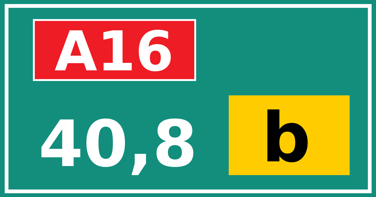 Hectometerbord A16 40,8 letter b