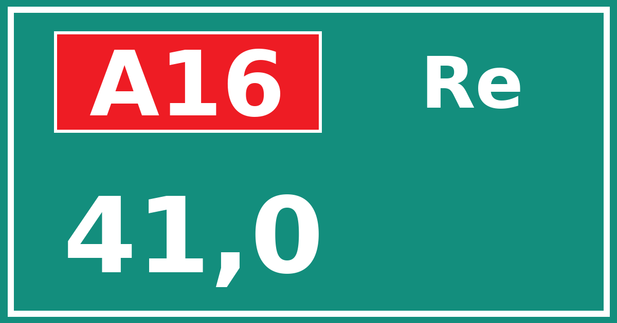 Hectometerbord A16 41,0 zijde Re