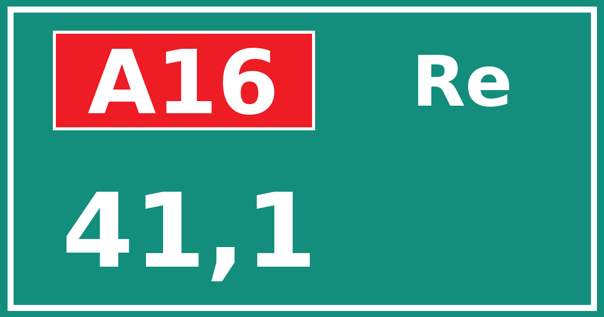 Hectometerbord A16 41,1 zijde Re