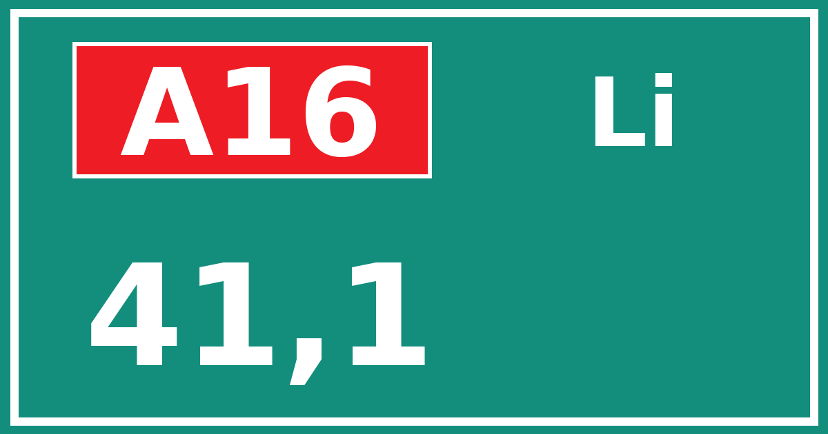 Hectometerbord A16 41,1 zijde Li