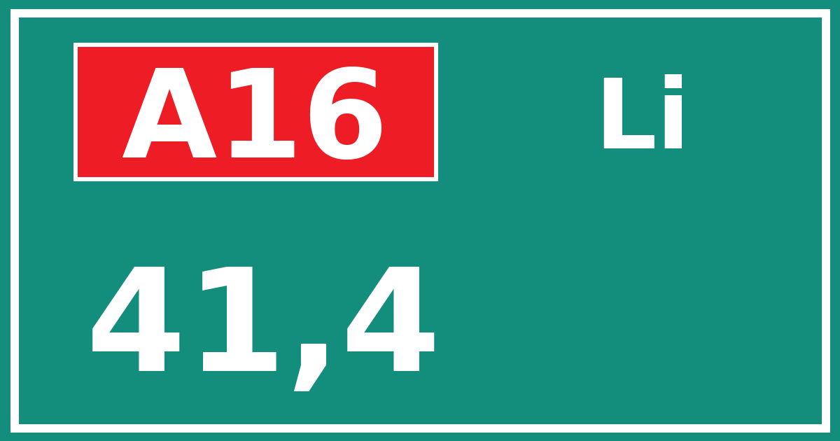 Hectometerbord A16 41,4 zijde Li