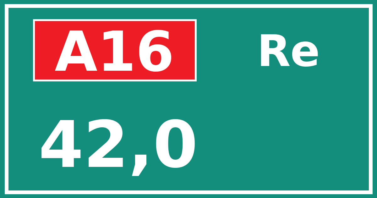 Hectometerbord A16 42,0 zijde Re