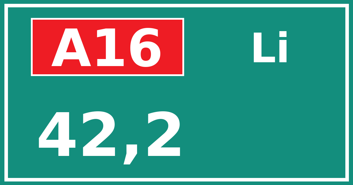 Hectometerbord A16 42,2 zijde Li