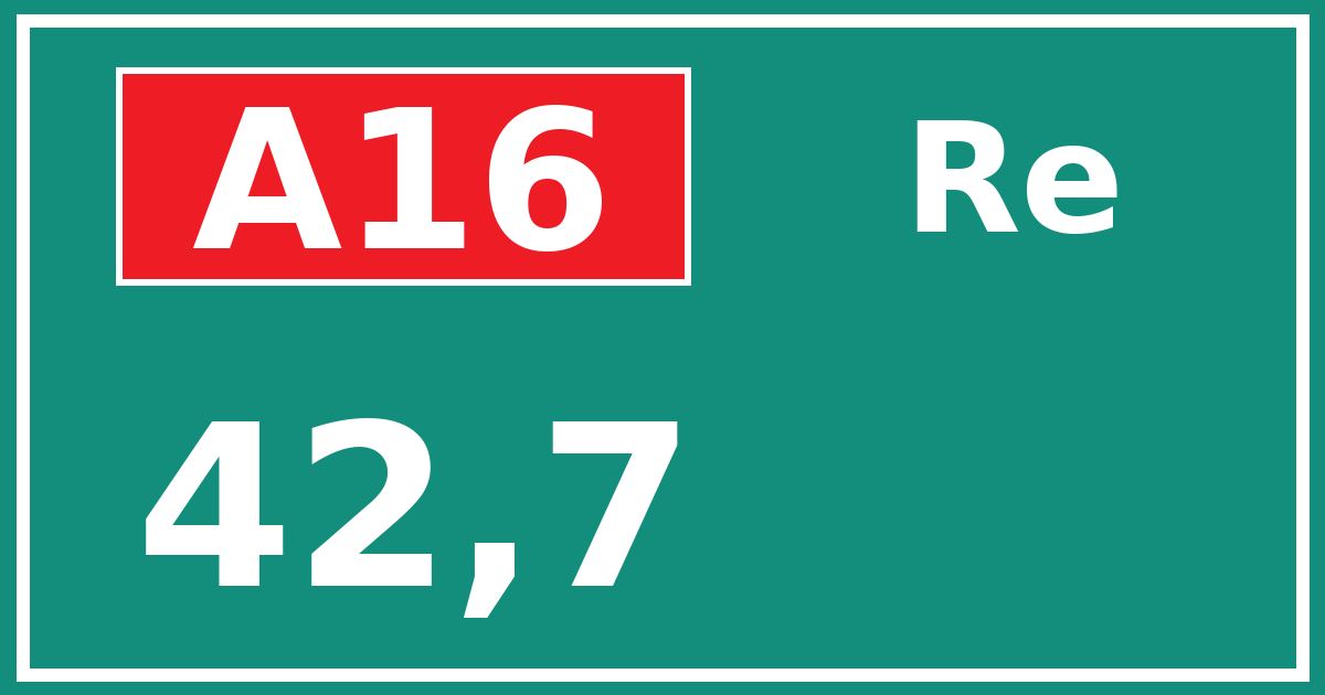 Hectometerbord A16 42,7 zijde Re