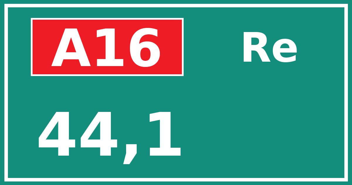 Hectometerbord A16 44,1 zijde Re