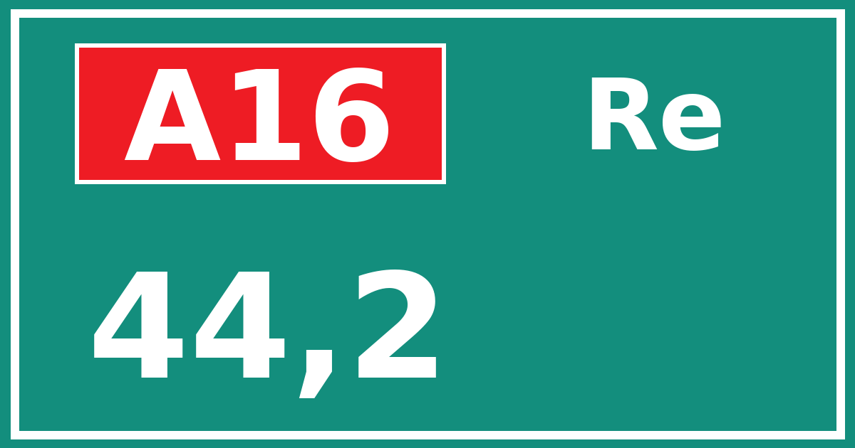 Hectometerbord A16 44,2 zijde Re
