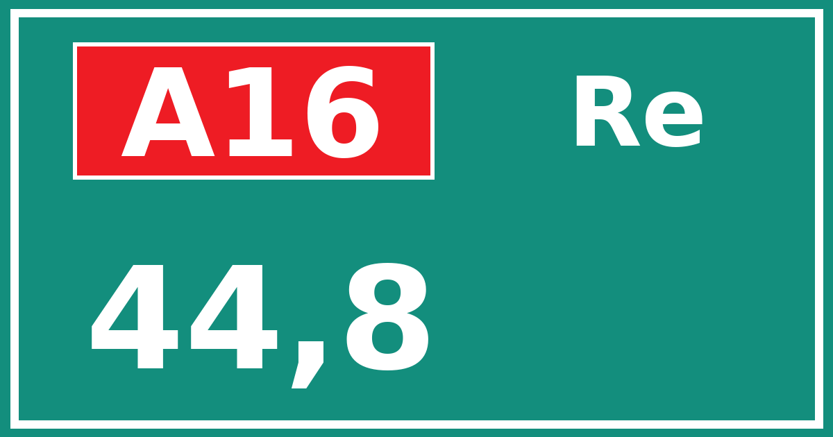 Hectometerbord A16 44,8 zijde Re