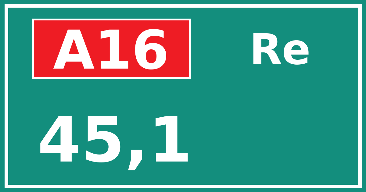 Hectometerbord A16 45,1 zijde Re
