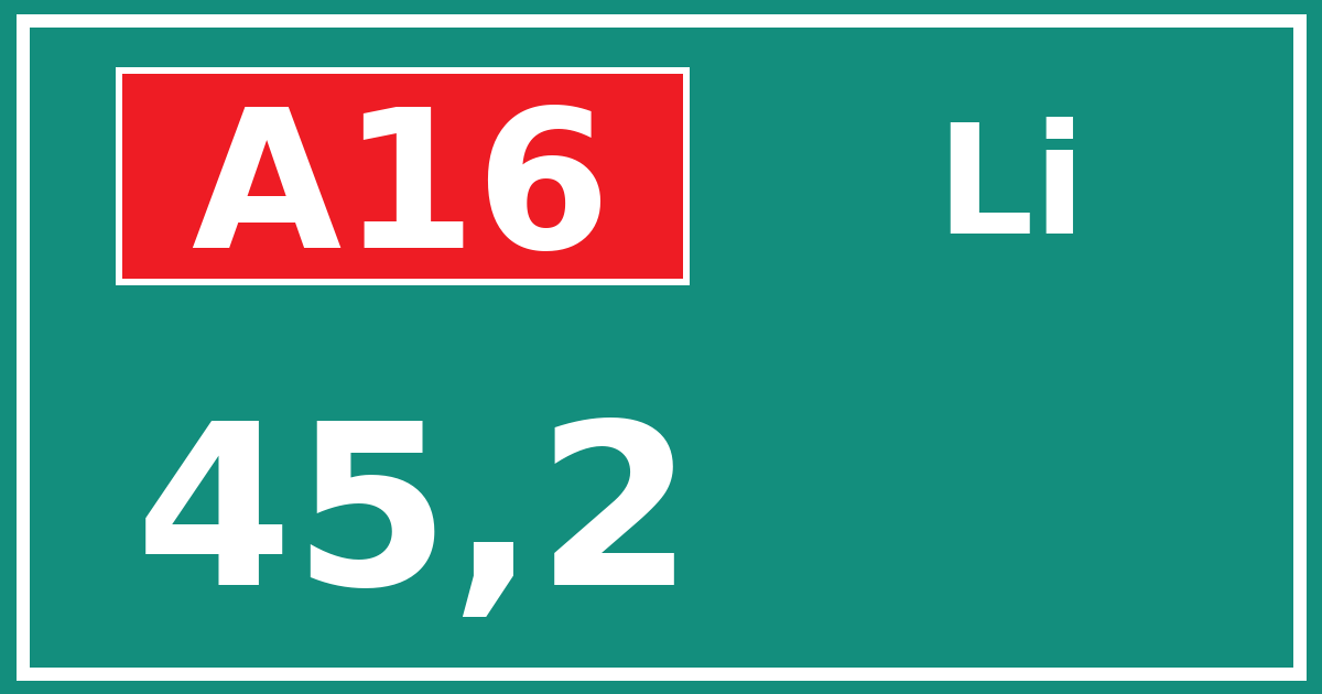 Hectometerbord A16 45,2 zijde Li