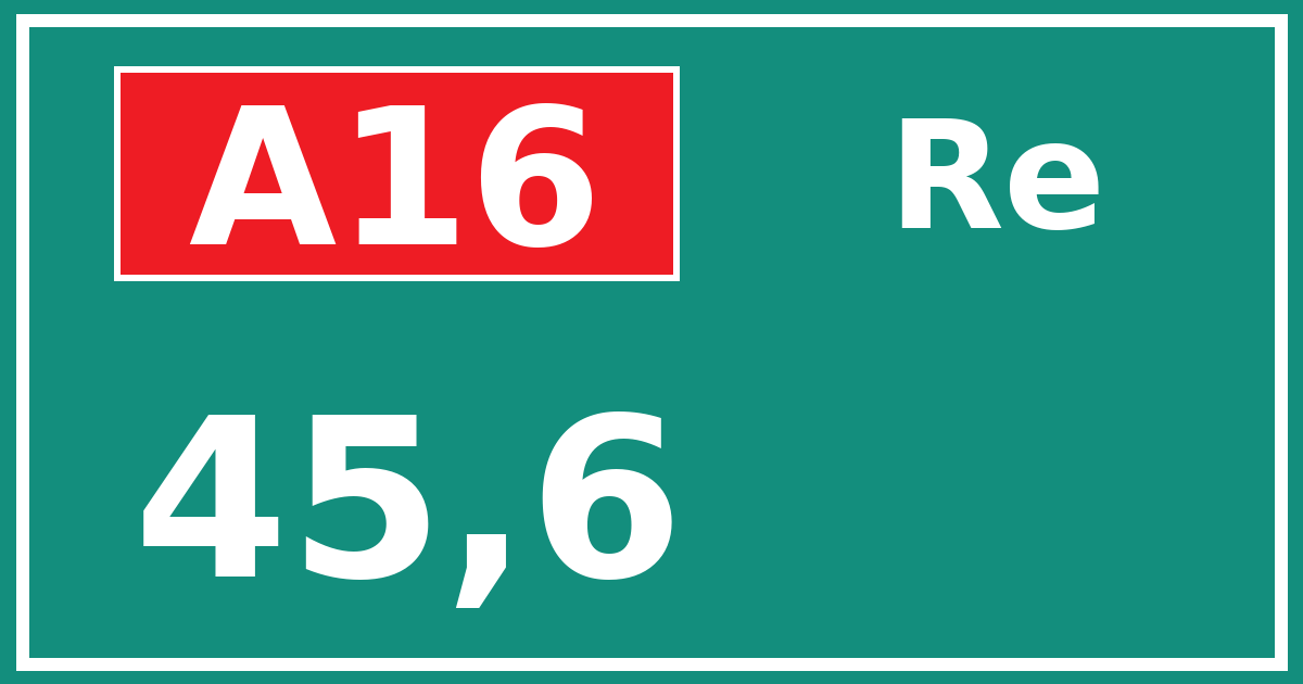 Hectometerbord A16 45,6 zijde Re