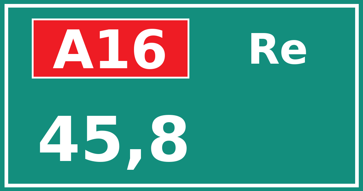 Hectometerbord A16 45,8 zijde Re