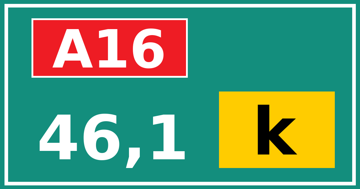 Hectometerbord A16 46,1 letter k