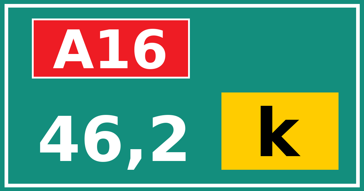 Hectometerbord A16 46,2 letter k