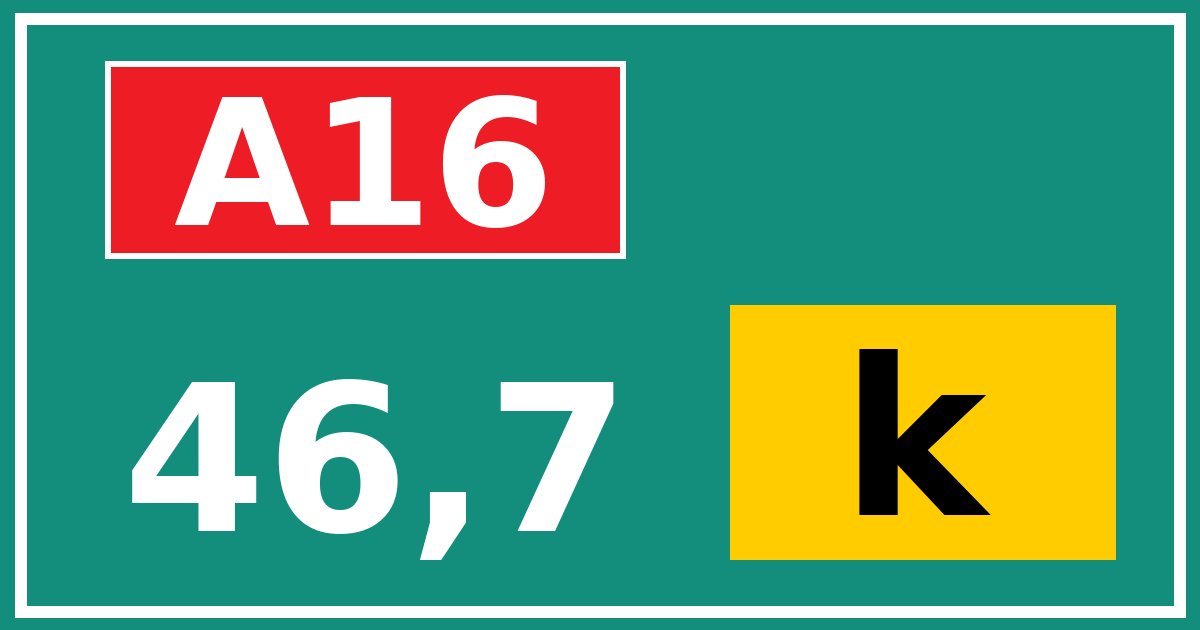 Hectometerbord A16 46,7 letter k