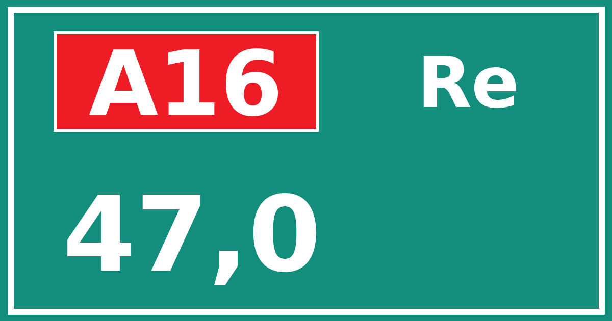 Hectometerbord A16 47,0 zijde Re