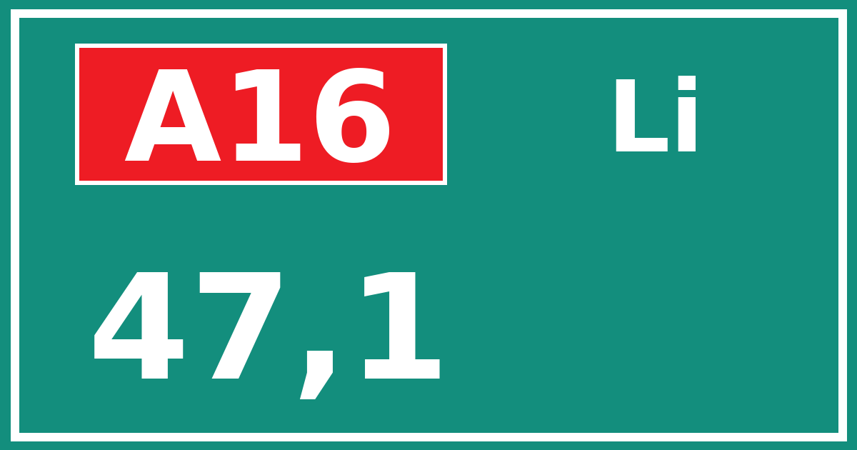 Hectometerbord A16 47,1 zijde Li
