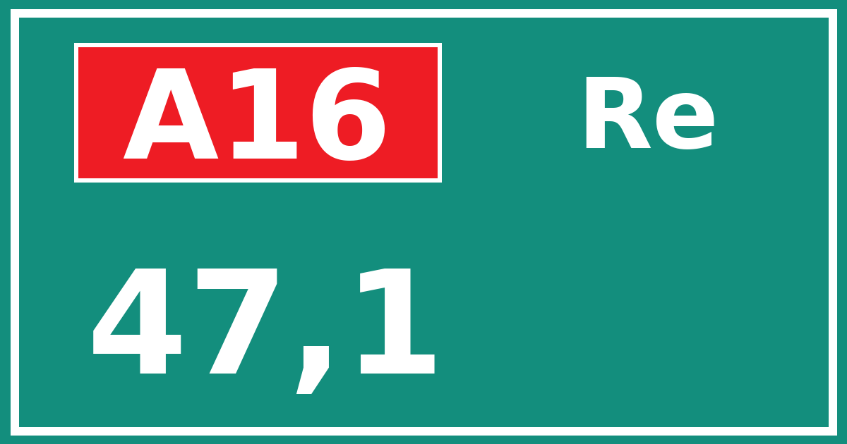 Hectometerbord A16 47,1 zijde Re