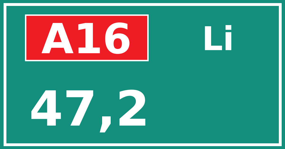 Hectometerbord A16 47,2 zijde Li
