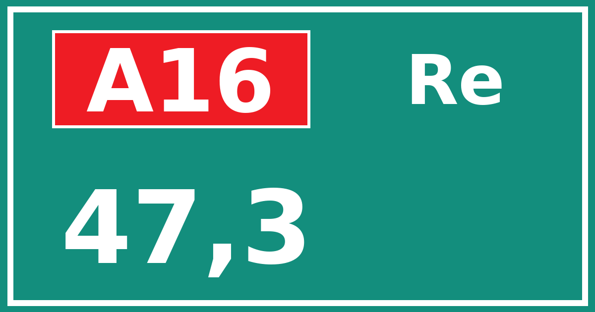 Hectometerbord A16 47,3 zijde Re