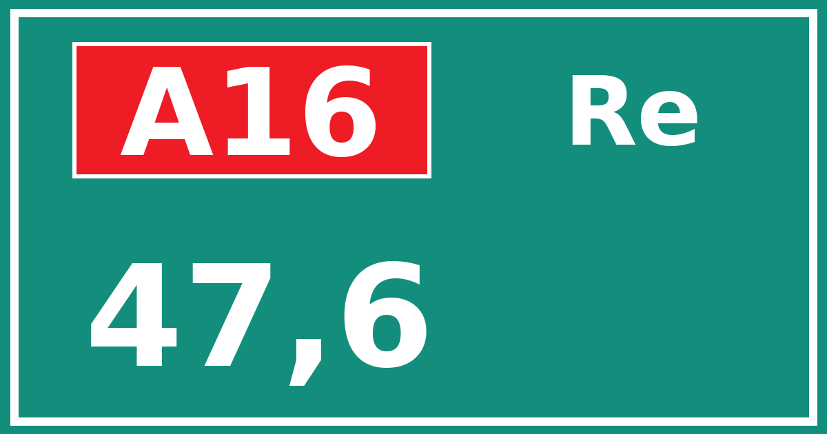 Hectometerbord A16 47,6 zijde Re