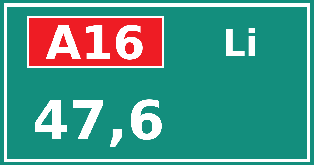 Hectometerbord A16 47,6 zijde Li