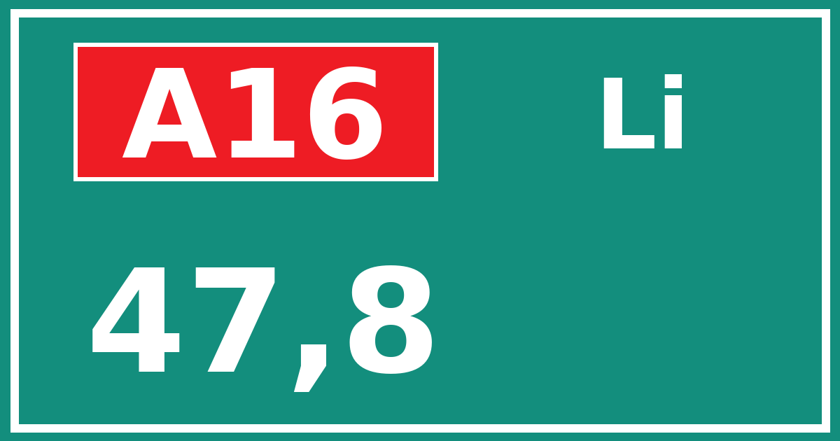 Hectometerbord A16 47,8 zijde Li