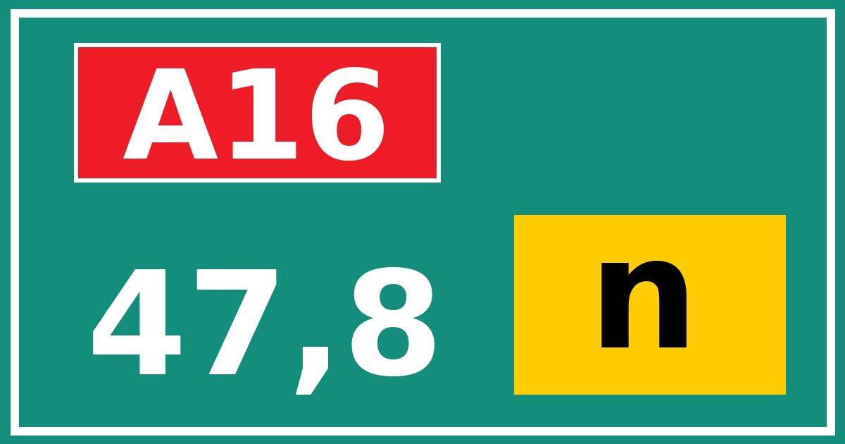 Hectometerbord A16 47,8 letter n