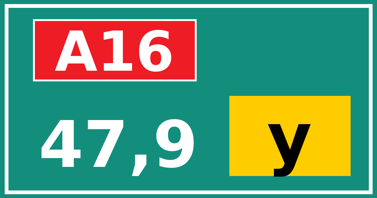 Hectometerbord A16 47,9 letter y
