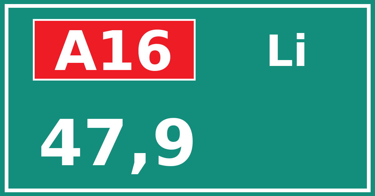 Hectometerbord A16 47,9 zijde Li