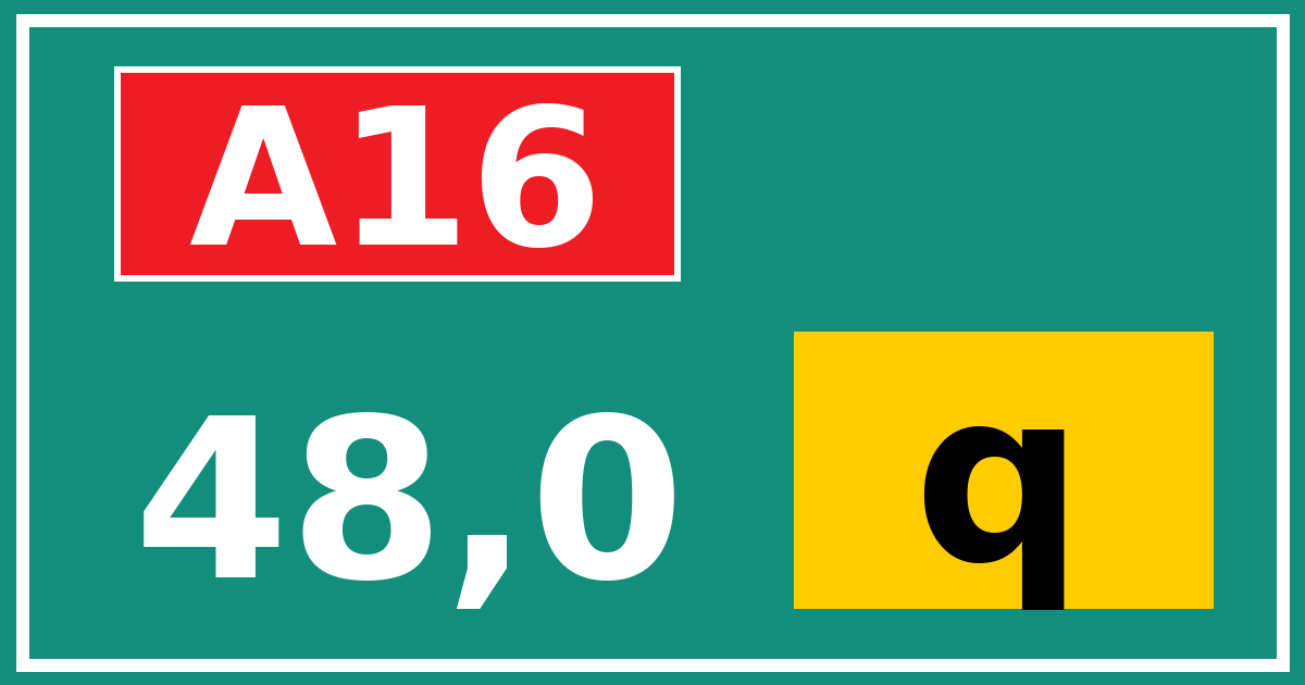 Hectometerbord A16 48,0 letter q