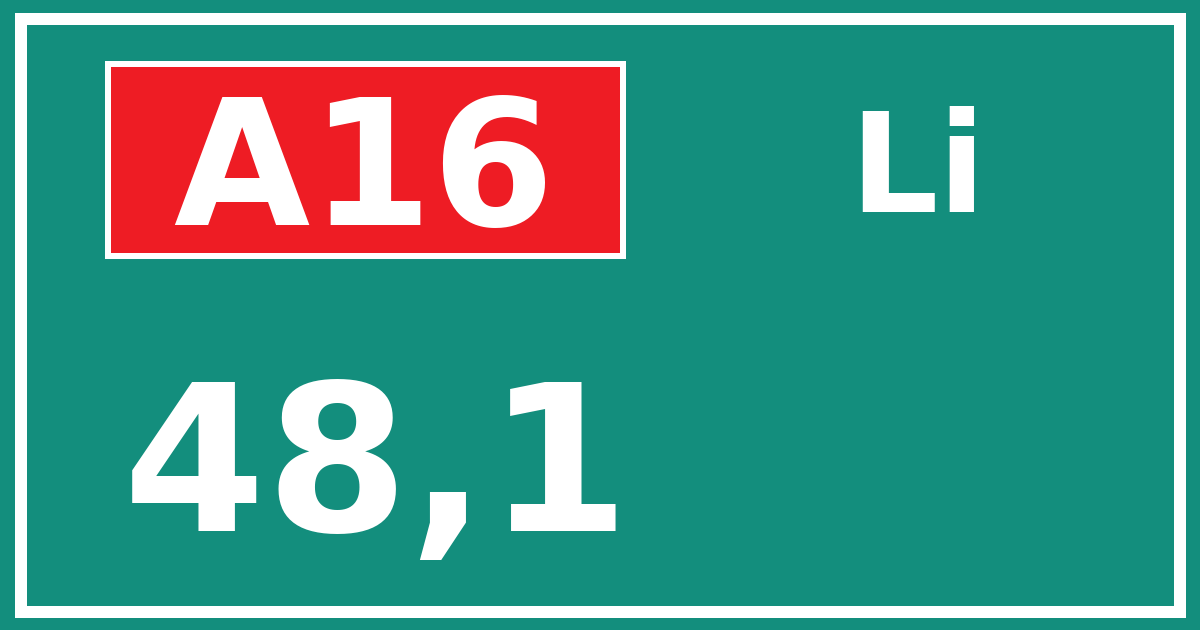 Hectometerbord A16 48,1 zijde Li