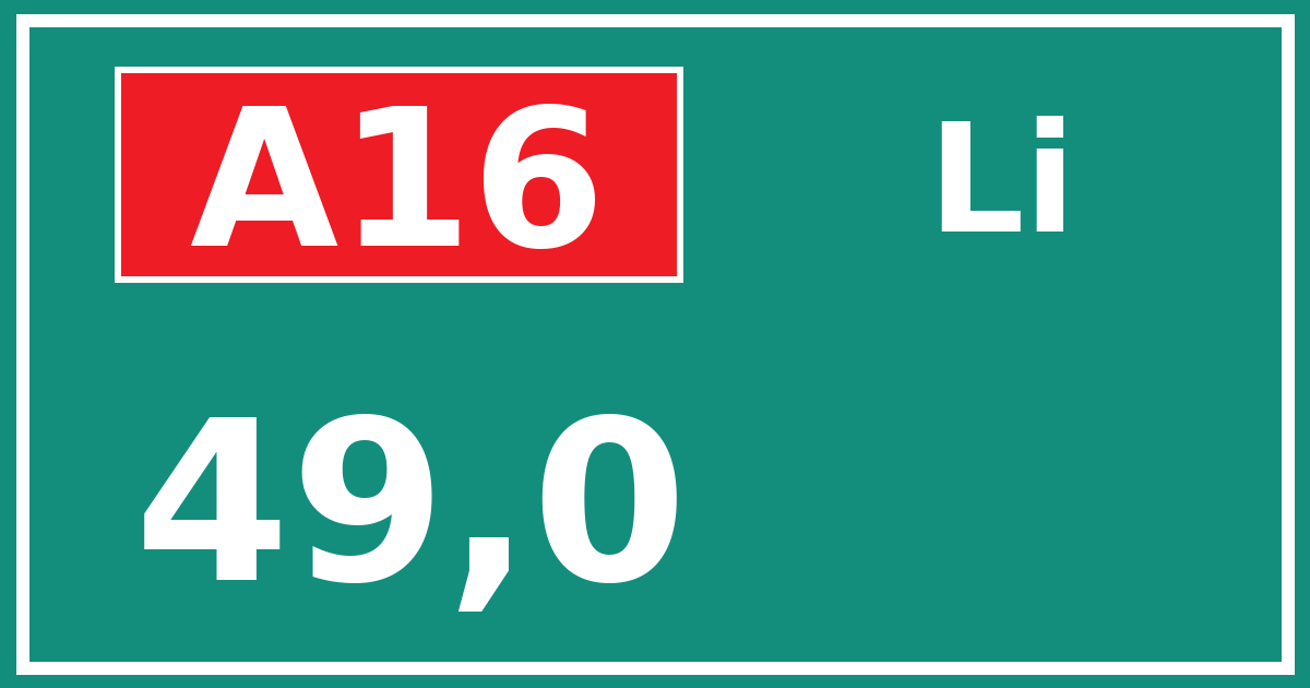 Hectometerbord A16 49,0 zijde Li