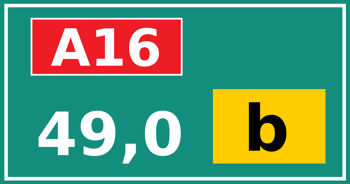 Hectometerbord A16 49,0 letter b