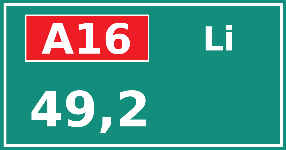 Hectometerbord A16 49,2 zijde Li