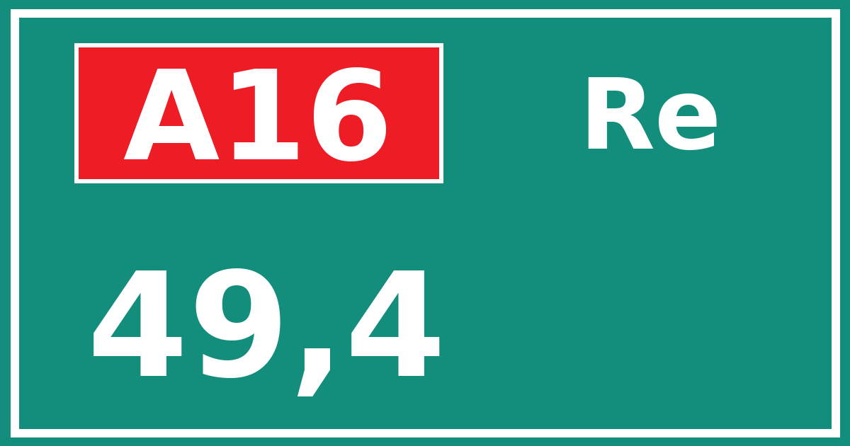 Hectometerbord A16 49,4 zijde Re